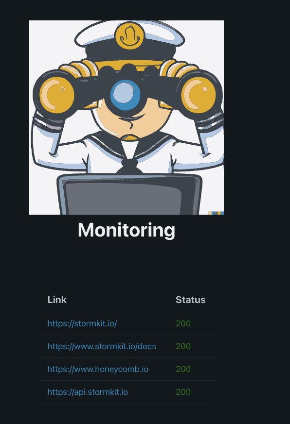 basic dashboard for status page